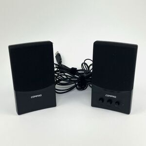 Compaq FLC Presario USB Computer Wired Speaker System Black | Tested & Works Wel